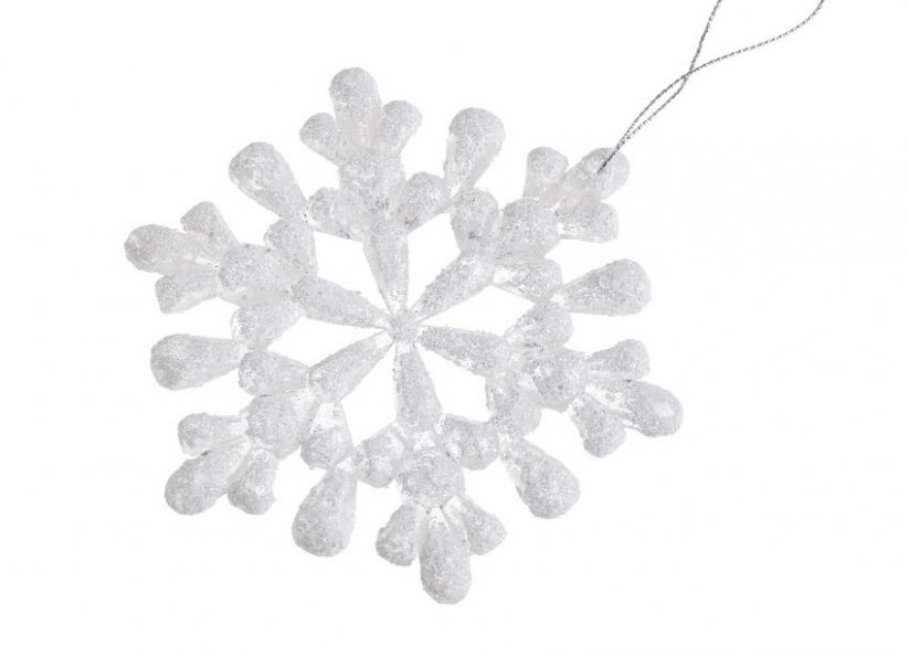 omrzlá vločka na pověšení 12 cm - bílá